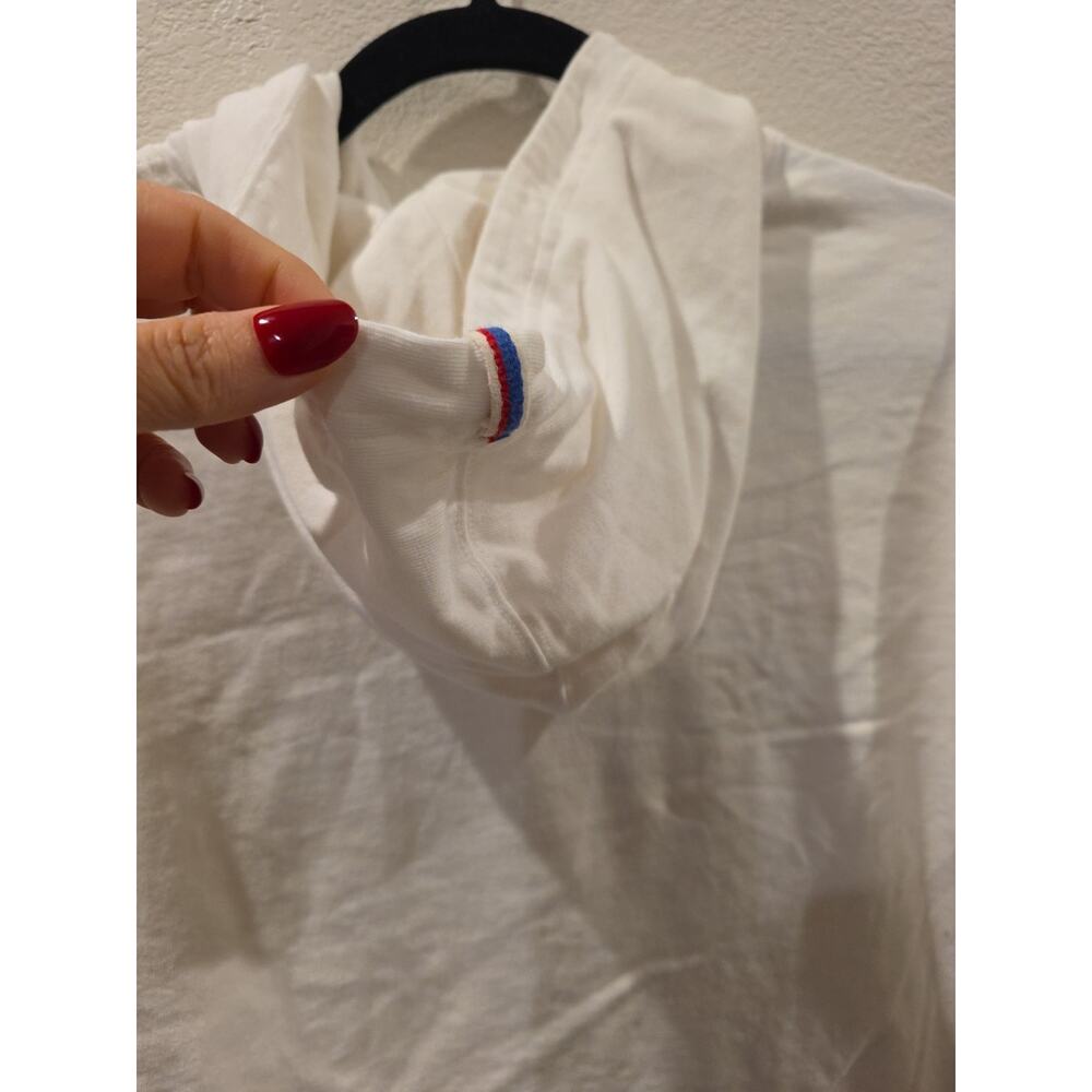 Champion Spellout Hoodie Womens Sz M 100% Cotton Lightweight Logo Pullover White - Picture 7 of 8